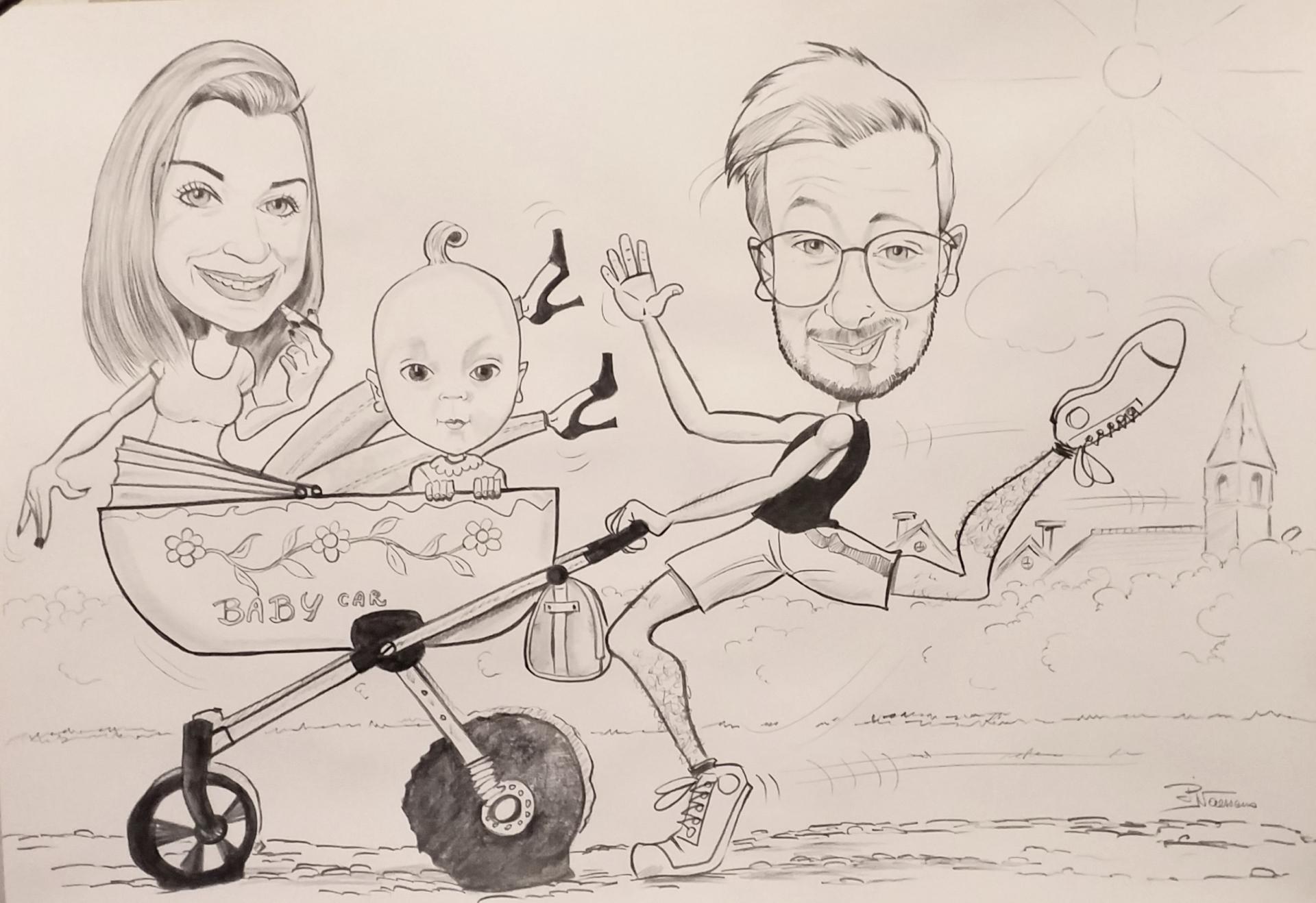 caricature famille bébé