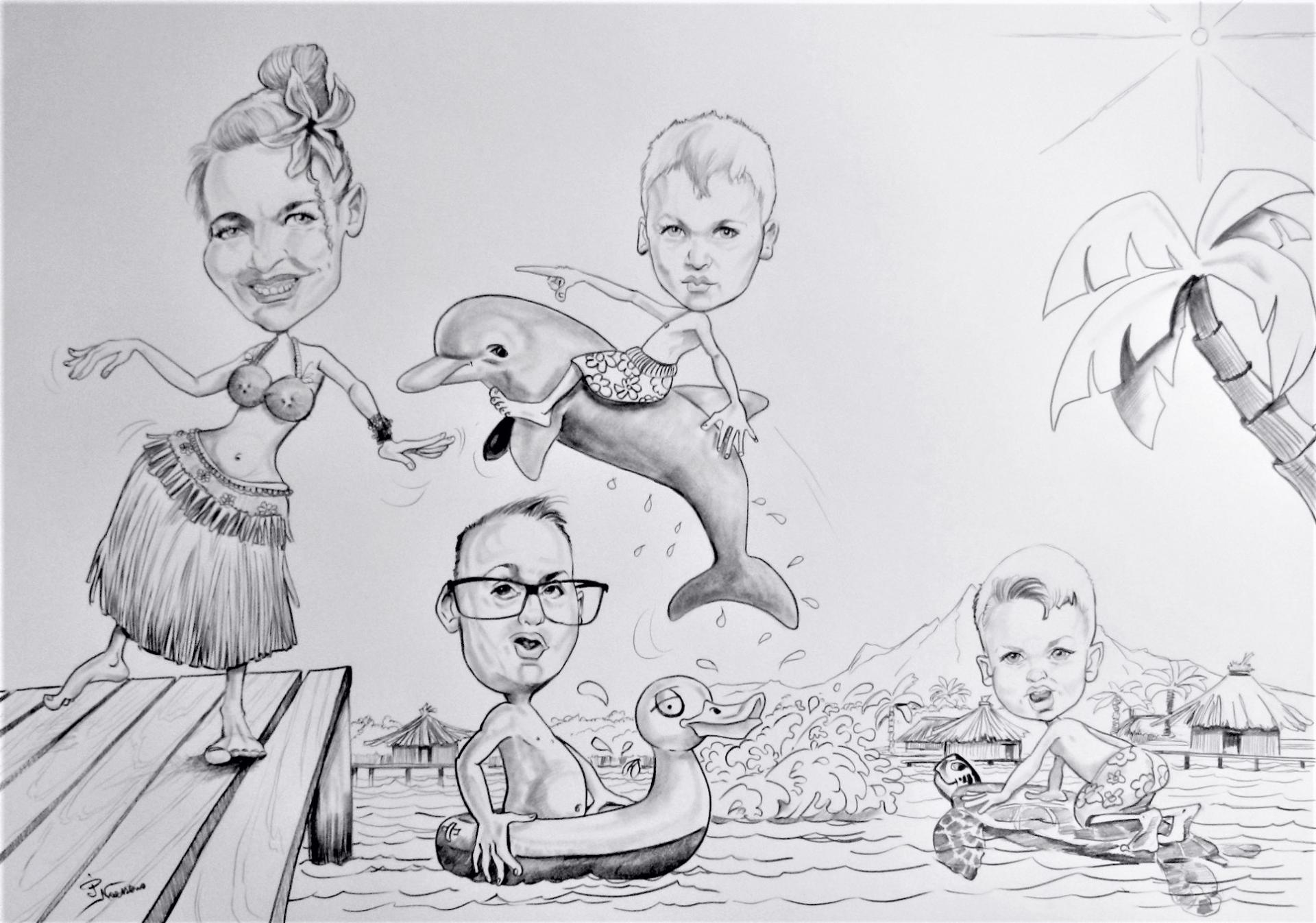 Caricature cadeau famille vacances noel 2